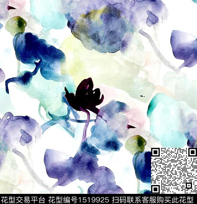 荷花郁金香水彩花卉数码印花华亿平台下载（图片编号: 1519925） - 瓦栏（Walan）