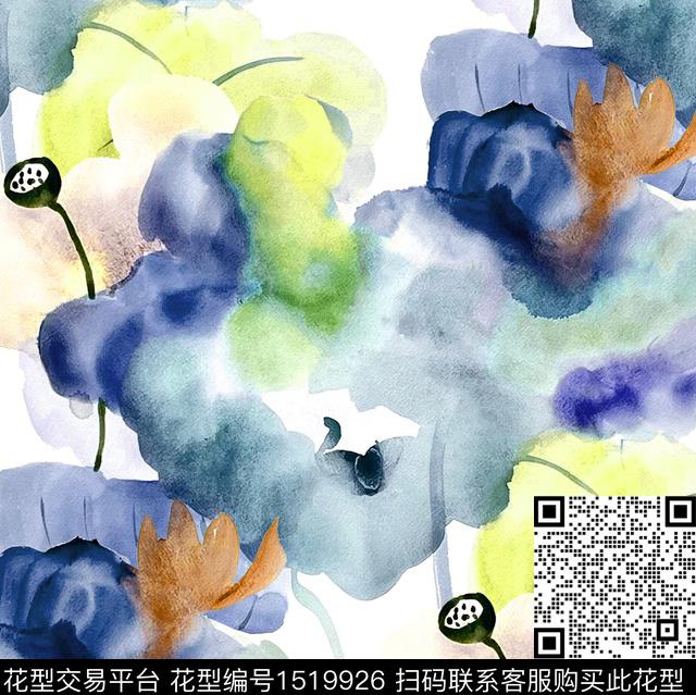 水彩花卉大花肌理数码印花华亿平台下载（图片编号: 1519926） - 瓦栏（Walan）