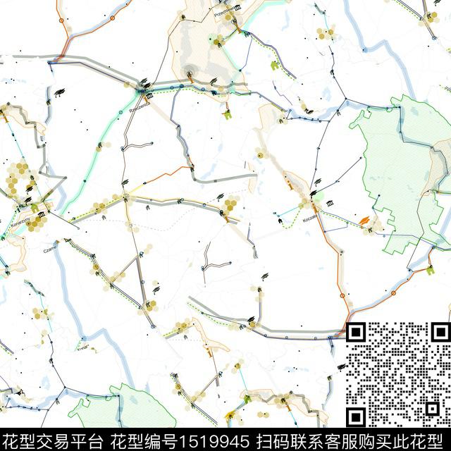 地图map夏威夷风数码印花华亿平台下载（图片编号: 1519945） - 瓦栏（Walan）