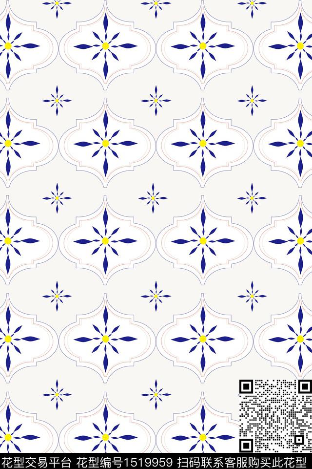 几何复古欧洲数码印花华亿平台下载（图片编号: 1519959） - 瓦栏（Walan）