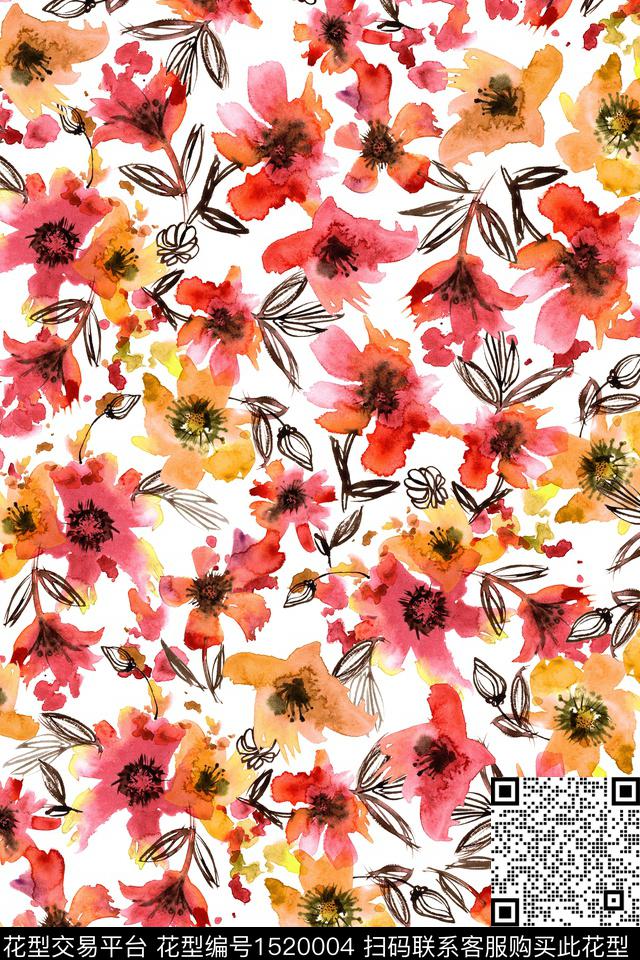 花卉年轻女性小碎花数码印花华亿平台下载（图片编号: 1520004） - 瓦栏（Walan）