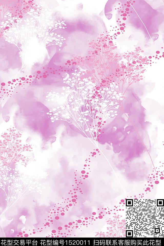 抽象花卉波点数码印花华亿平台下载（图片编号: 1520011） - 瓦栏（Walan）