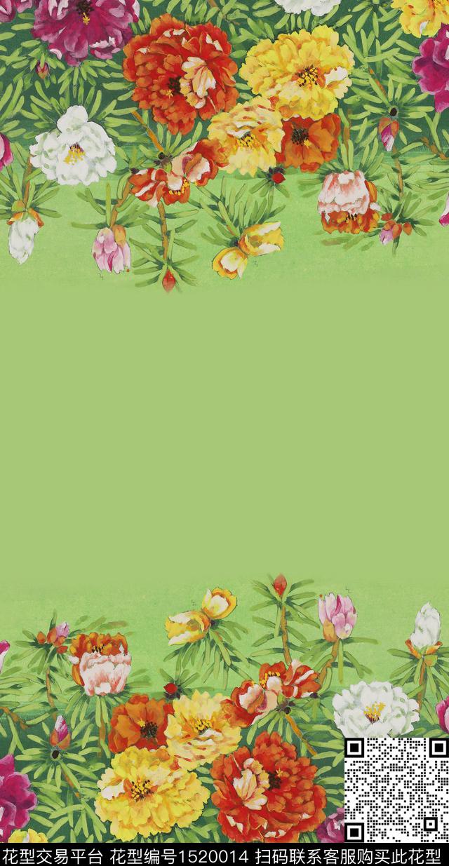 女装定位花牡丹peony数码印花华亿平台下载（图片编号: 1520014） - 瓦栏（Walan）