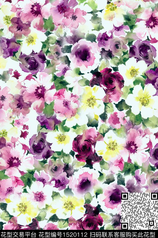 花卉小碎花手绘花卉数码印花华亿平台下载（图片编号: 1520112） - 瓦栏（Walan）