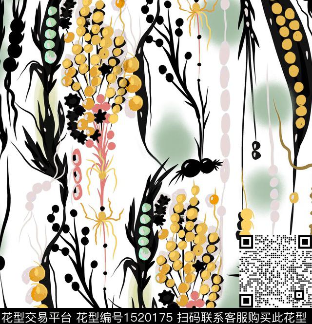 抽象花卉手绘花卉2023数码印花华亿平台下载（图片编号: 1520175） - 瓦栏（Walan）
