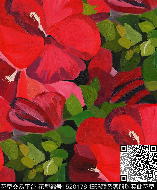 手绘花卉大花2023数码印花华亿平台下载（图片编号: 1520176） - 瓦栏（Walan）