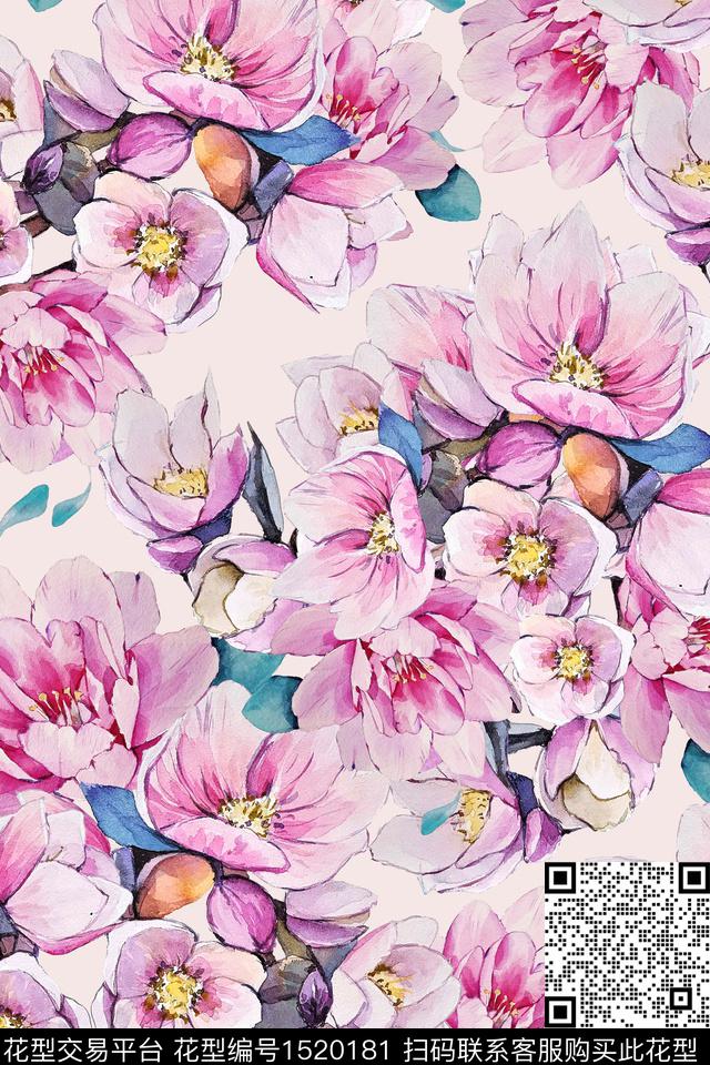 绿植树叶年轻女性小清新数码印花华亿平台下载（图片编号: 1520181） - 瓦栏（Walan）