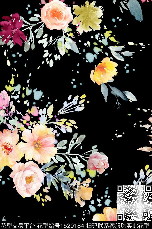 女装花卉大花数码印花华亿平台下载（图片编号: 1520184） - 瓦栏（Walan）