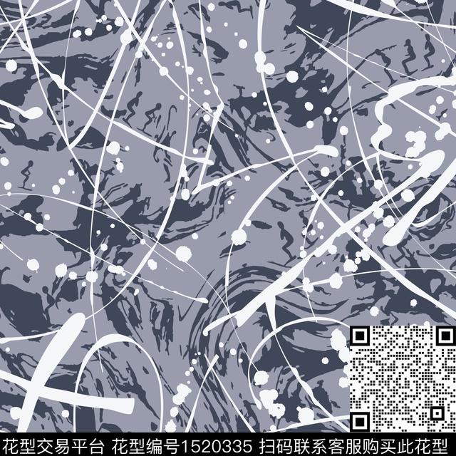 泼墨大牌风抽象传统印花华亿平台下载（图片编号: 1520335） - 瓦栏（Walan）