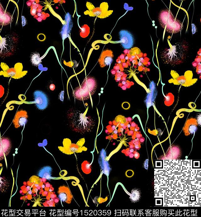 手绘花卉水彩花卉20123数码印花华亿平台下载（图片编号: 1520359） - 瓦栏（Walan）