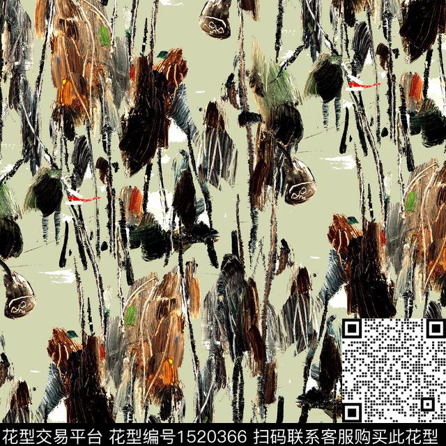 中老年荷花中国风数码印花华亿平台下载（图片编号: 1520366） - 瓦栏（Walan）