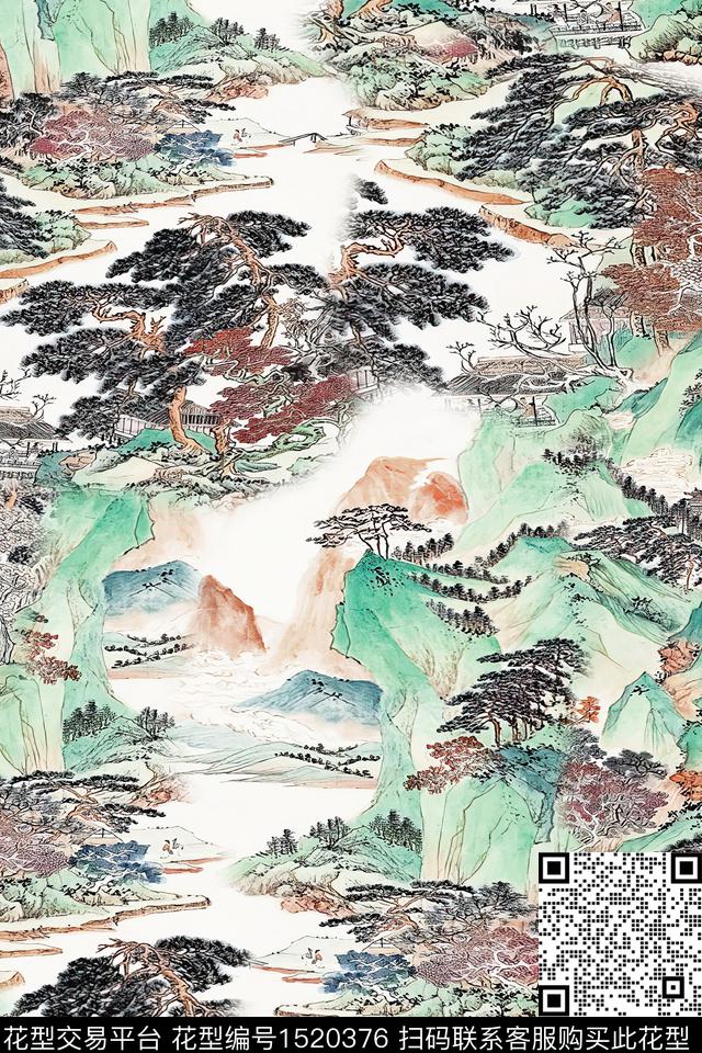 香云纱国画中老年数码印花华亿平台下载（图片编号: 1520376） - 瓦栏（Walan）