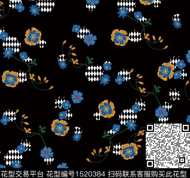 连衣裙女装花卉数码印花华亿平台下载（图片编号: 1520384） - 瓦栏（Walan）
