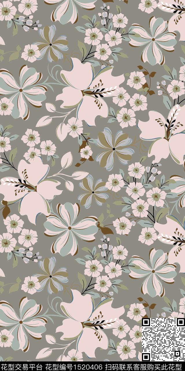 花卉手绘小碎花数码印花华亿平台下载（图片编号: 1520406） - 瓦栏（Walan）