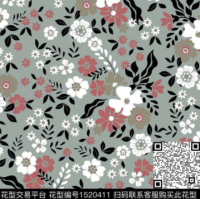 花卉手绘小碎花数码印花华亿平台下载（图片编号: 1520411） - 瓦栏（Walan）