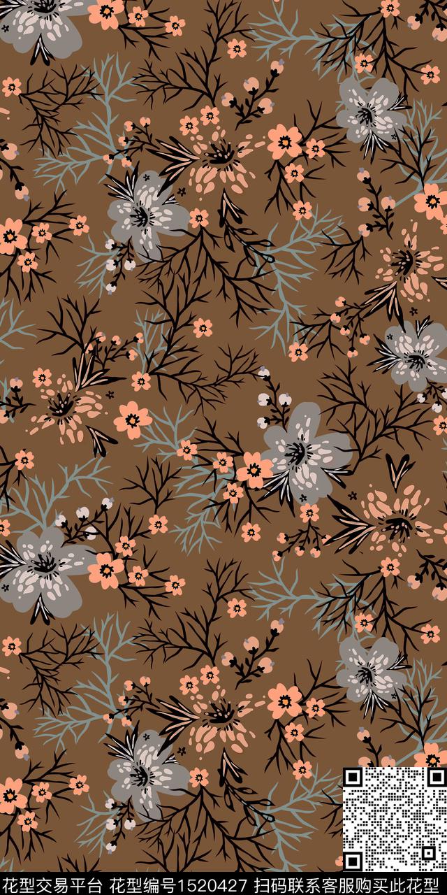 复古花卉小碎花数码印花华亿平台下载（图片编号: 1520427） - 瓦栏（Walan）