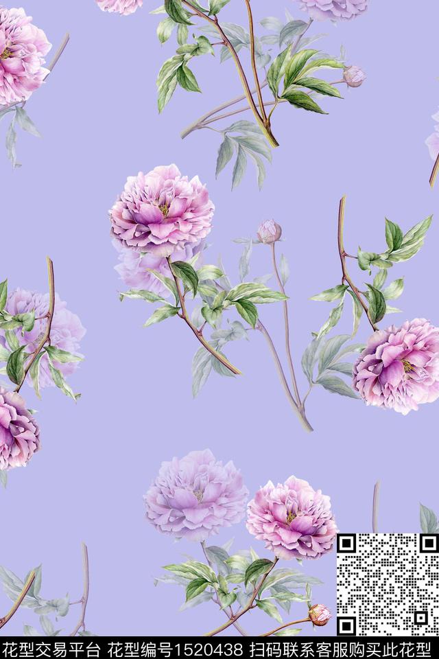 花卉小清新女装数码印花华亿平台下载（图片编号: 1520438） - 瓦栏（Walan）