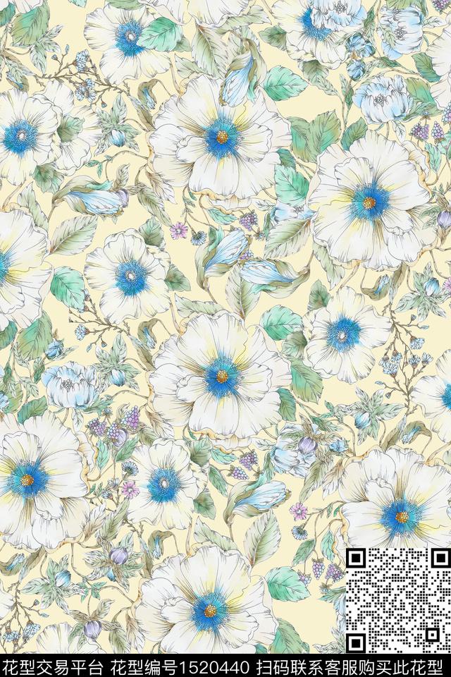 花卉小清新女装数码印花华亿平台下载（图片编号: 1520440） - 瓦栏（Walan）