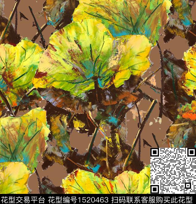 荷花油画华亿平台中老年数码印花华亿平台下载（图片编号: 1520463） - 瓦栏（Walan）