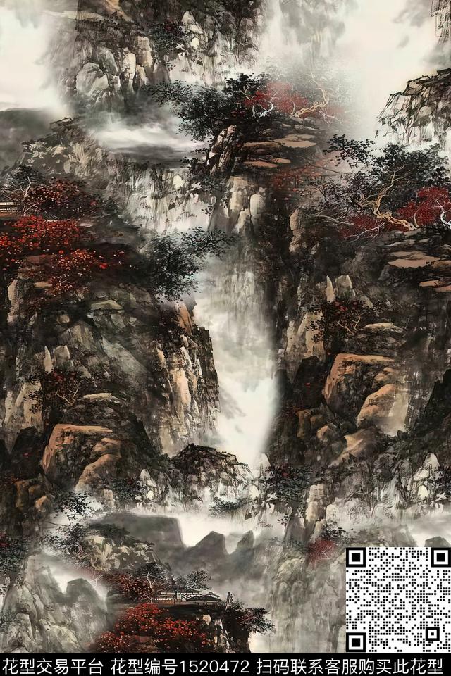 香云纱国画中老年数码印花华亿平台下载（图片编号: 1520472） - 瓦栏（Walan）