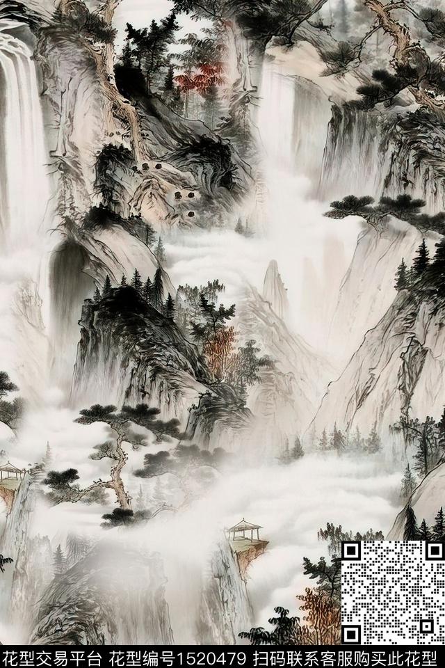 香云纱国画中老年数码印花华亿平台下载（图片编号: 1520479） - 瓦栏（Walan）