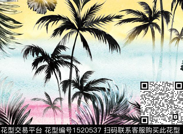 椰子树数码印花华亿平台下载（图片编号: 1520537） - 瓦栏（Walan）