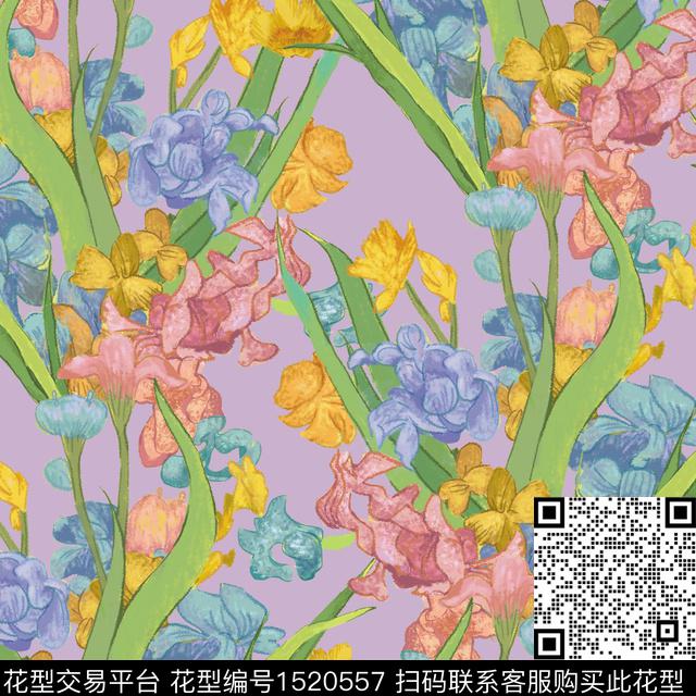 年轻女性蜡笔画数码印花华亿平台下载（图片编号: 1520557） - 瓦栏（Walan）