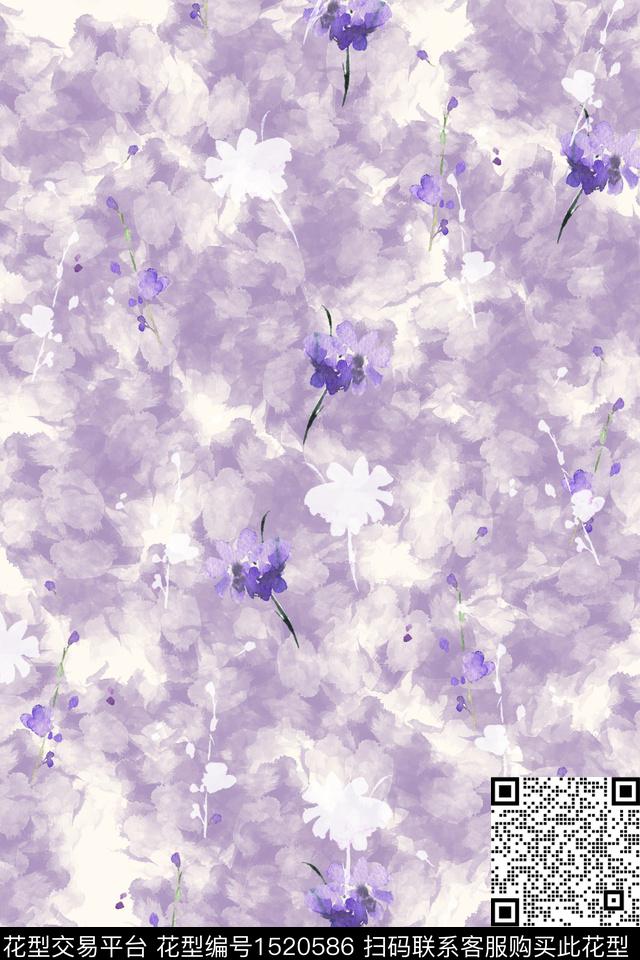 抽象花卉花卉大牌风数码印花华亿平台下载（图片编号: 1520586） - 瓦栏（Walan）