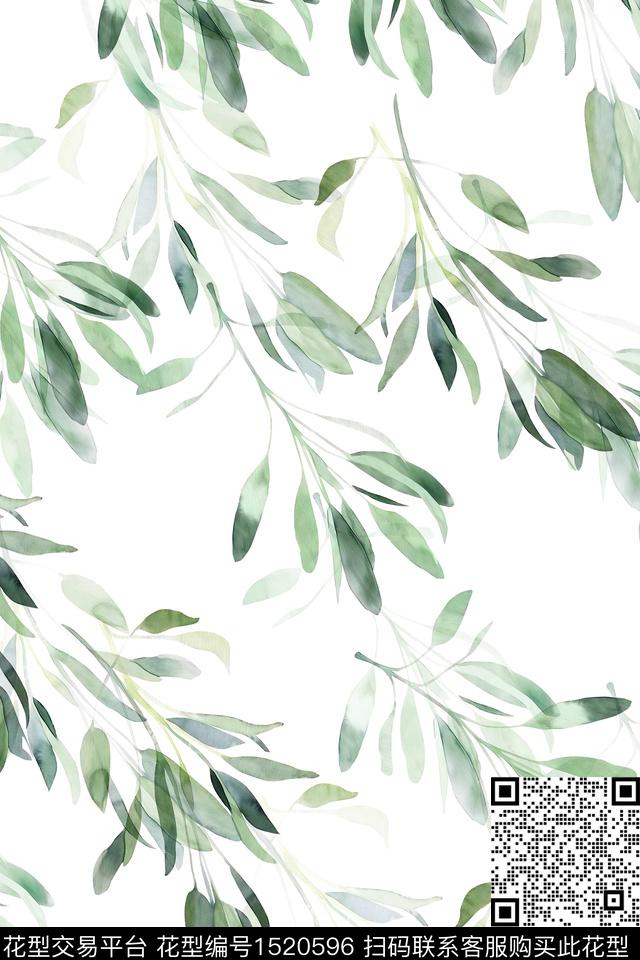 绿植树叶花卉大牌风数码印花华亿平台下载（图片编号: 1520596） - 瓦栏（Walan）