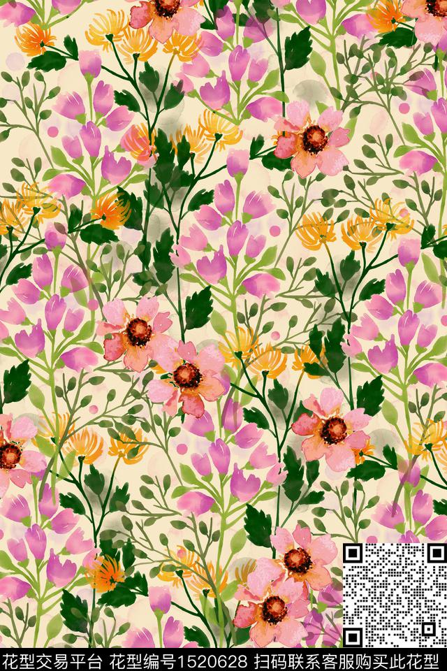 田园年轻女性小清新数码印花华亿平台下载（图片编号: 1520628） - 瓦栏（Walan）