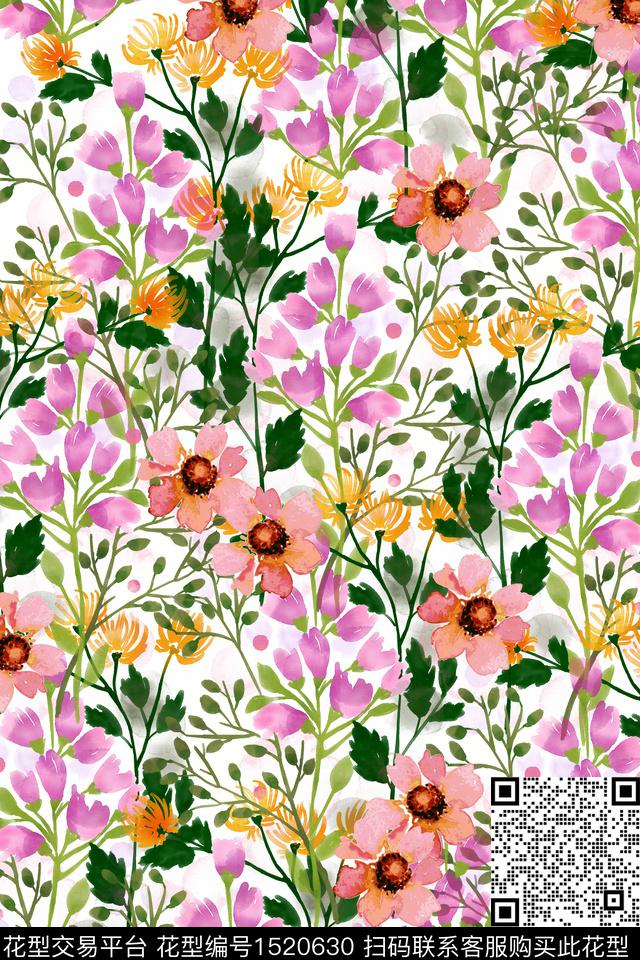 年轻女性小清新小碎花数码印花华亿平台下载（图片编号: 1520630） - 瓦栏（Walan）