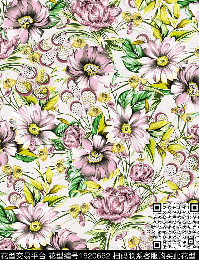 浪漫花卉花卉女装数码印花华亿平台下载（图片编号: 1520662） - 瓦栏（Walan）
