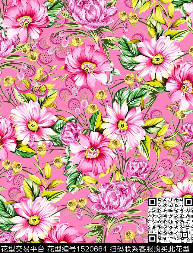 浪漫花卉花卉女装数码印花华亿平台下载（图片编号: 1520664） - 瓦栏（Walan）