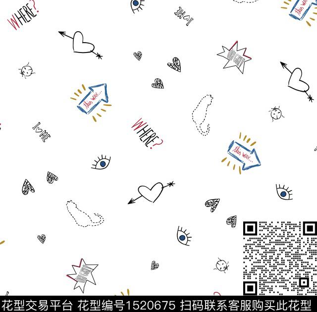 趣味字母简笔画传统印花华亿平台下载（图片编号: 1520675） - 瓦栏（Walan）