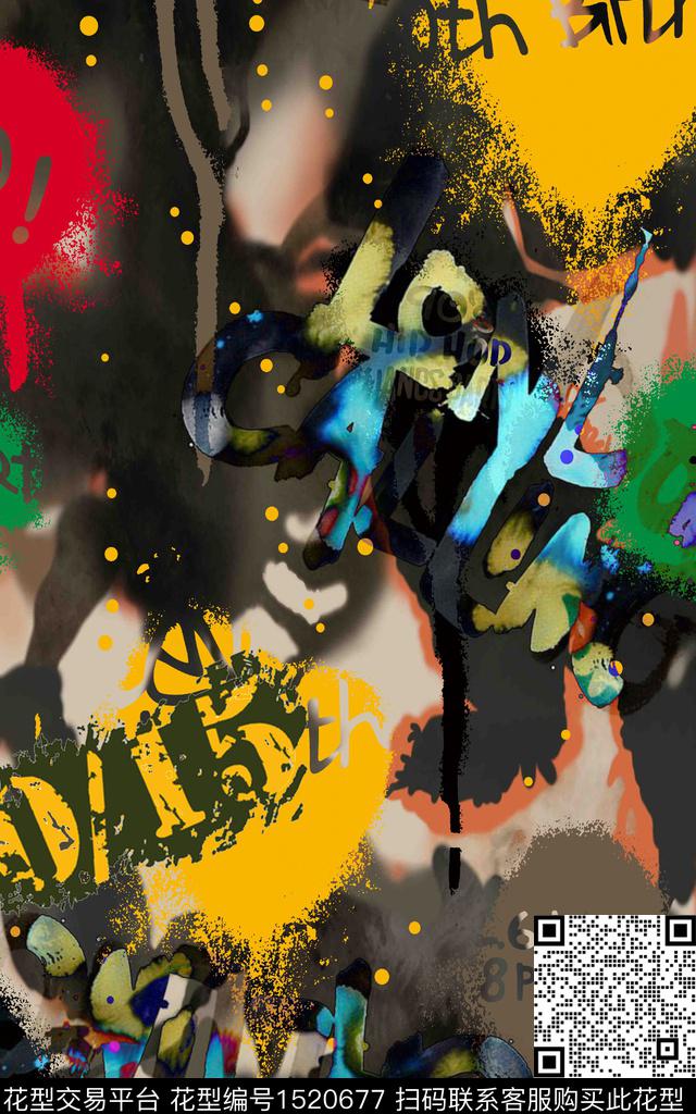 字母抽象男装传统印花华亿平台下载（图片编号: 1520677） - 瓦栏（Walan）