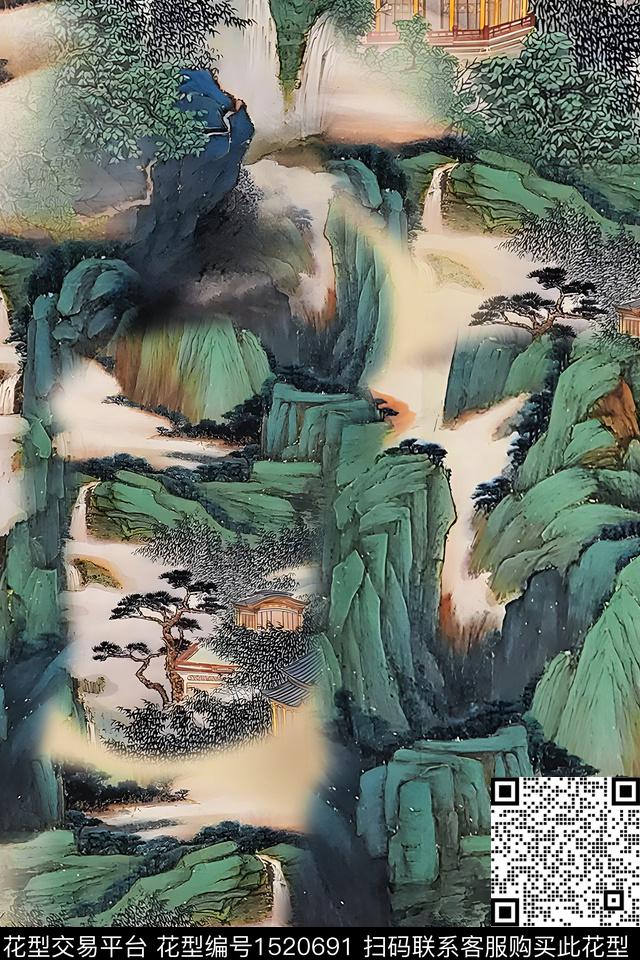 香云纱国画中老年数码印花华亿平台下载（图片编号: 1520691） - 瓦栏（Walan）