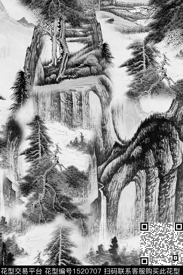 香云纱国画中老年数码印花华亿平台下载（图片编号: 1520707） - 瓦栏（Walan）