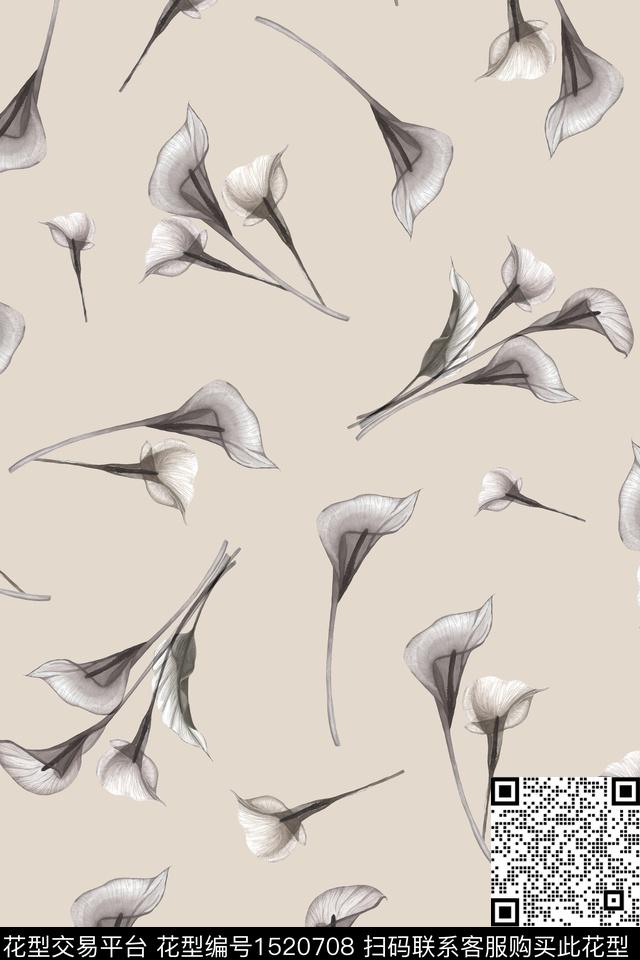 清爽底花卉花卉马蹄莲数码印花华亿平台下载（图片编号: 1520708） - 瓦栏（Walan）