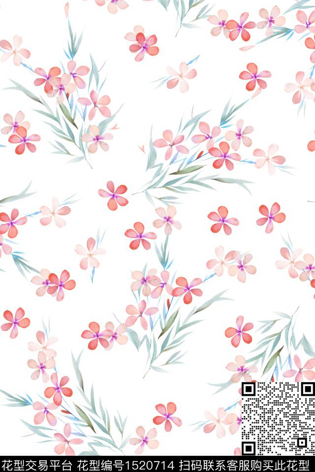 绿植树叶花卉小清新数码印花华亿平台下载（图片编号: 1520714） - 瓦栏（Walan）