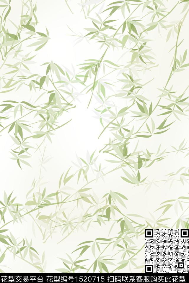 绿植树叶大牌风小清新数码印花华亿平台下载（图片编号: 1520715） - 瓦栏（Walan）