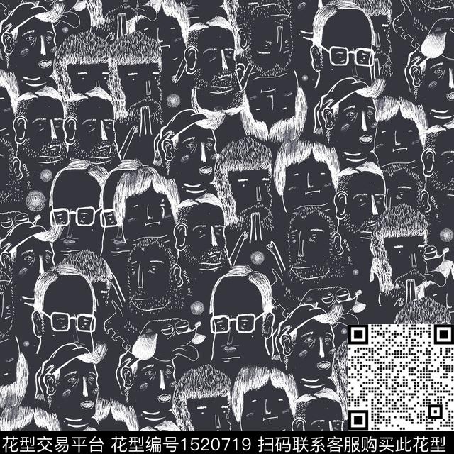 卡通人物插画趣味数码印花华亿平台下载（图片编号: 1520719） - 瓦栏（Walan）