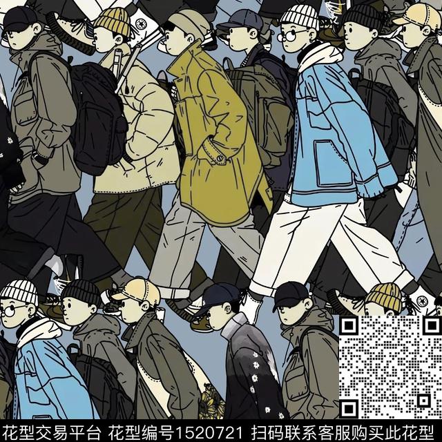 卡通人物插画趣味数码印花华亿平台下载（图片编号: 1520721） - 瓦栏（Walan）