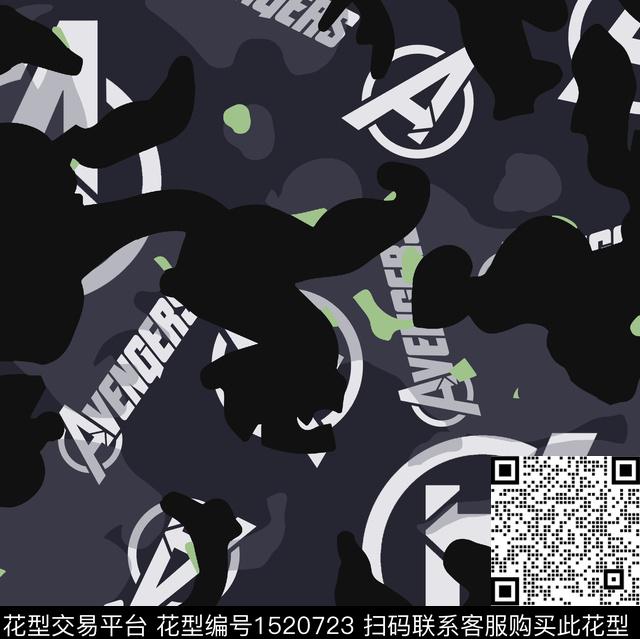 字母黑白华亿平台迷彩数码印花华亿平台下载（图片编号: 1520723） - 瓦栏（Walan）