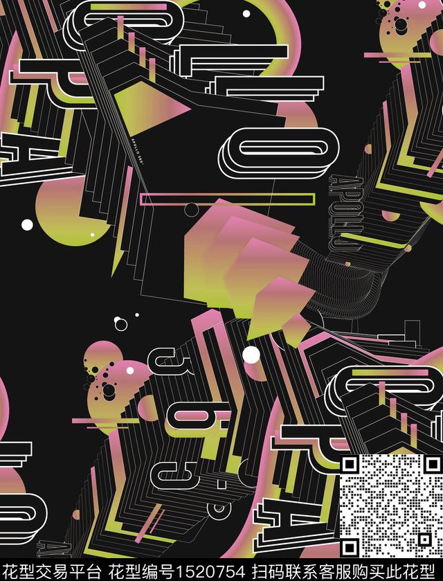 渐变字母3D立体数码印花华亿平台下载（图片编号: 1520754） - 瓦栏（Walan）