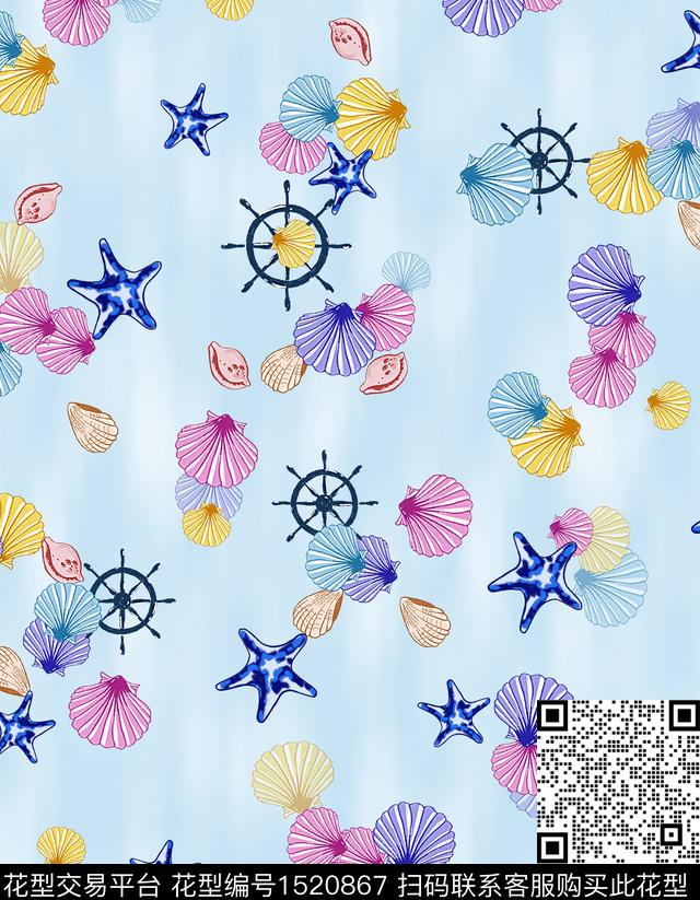 贝壳女装海洋数码印花华亿平台下载（图片编号: 1520867） - 瓦栏（Walan）