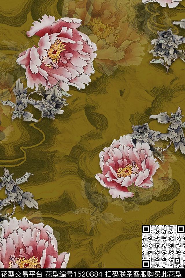 旗袍香云纱中老年数码印花华亿平台下载（图片编号: 1520884） - 瓦栏（Walan）