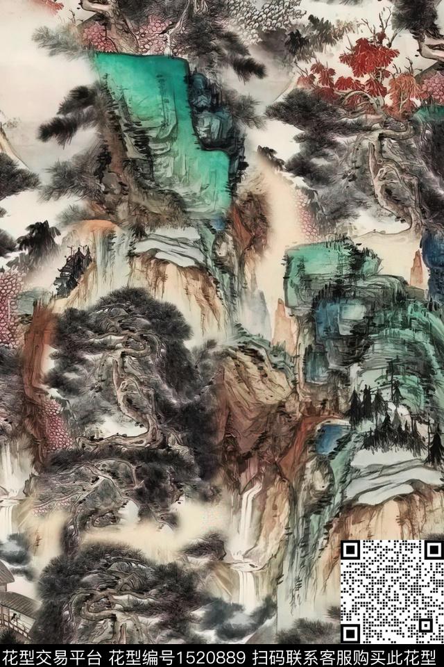 香云纱国画中老年数码印花华亿平台下载（图片编号: 1520889） - 瓦栏（Walan）