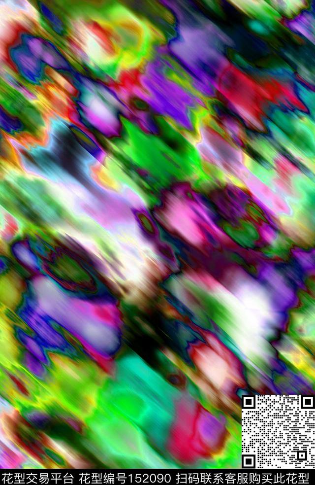 抽象多色彩朦胧数码印花华亿平台下载（图片编号: 152090） - 瓦栏（Walan）