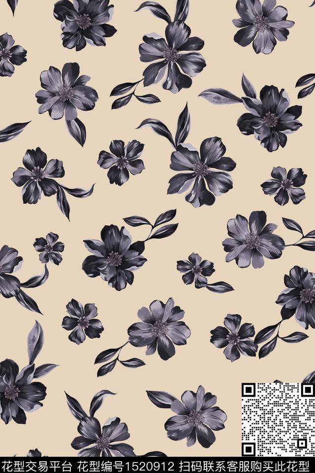 清爽底花卉花卉数码印花华亿平台下载（图片编号: 1520912） - 瓦栏（Walan）