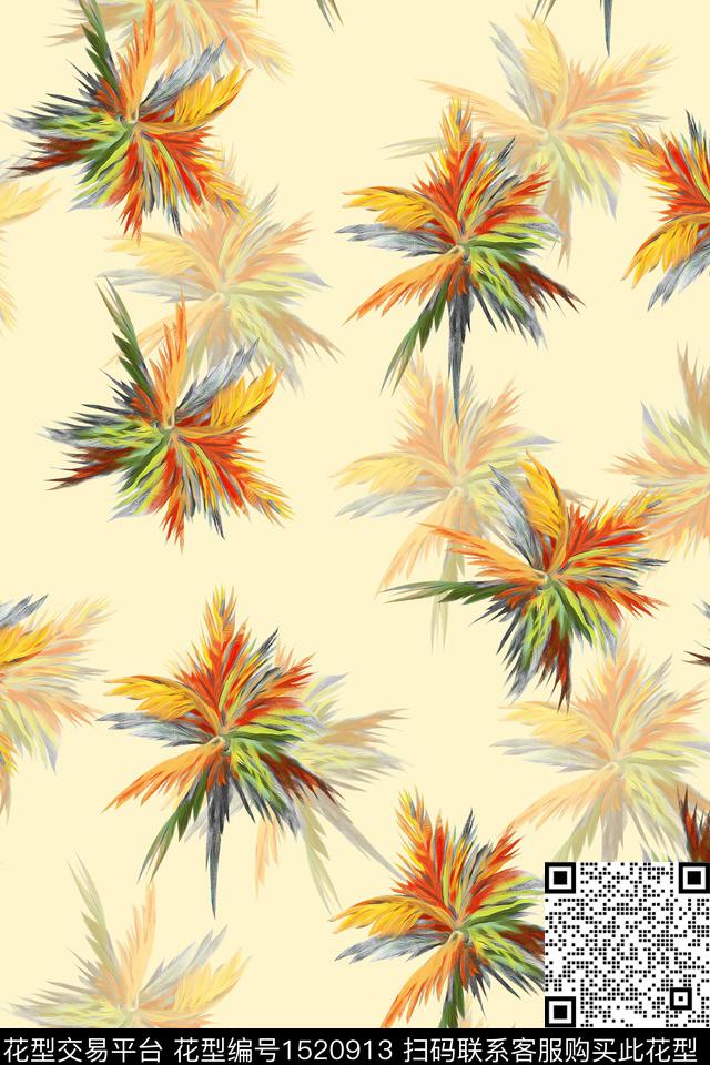 叶子绿植树叶大牌风数码印花华亿平台下载（图片编号: 1520913） - 瓦栏（Walan）